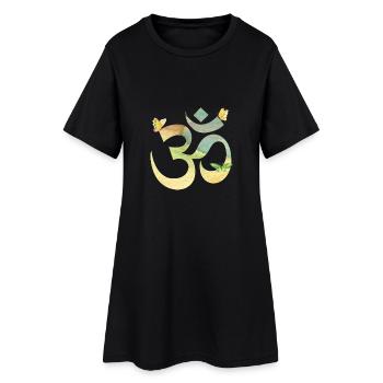 Om aquarelle au pastel avec des papillons - Robe T-shirt Femme - noir - Devant