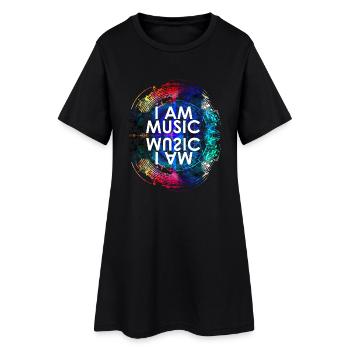 I Am Music Double - Frauen T-Shirt-Kleid - Schwarz - Vorne