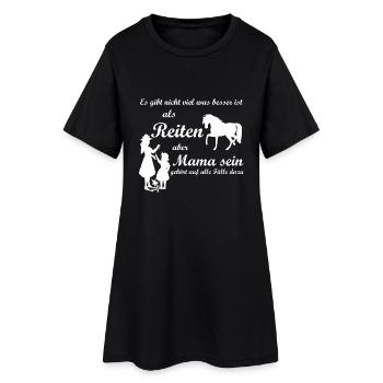 Reiten und Mama - Frauen T-Shirt-Kleid - Schwarz - Vorne