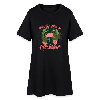 Parti comme un troupeau Flamingo étoile - Robe T-shirt Femme - noir - Devant