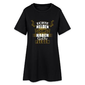 Echte Helden haben gelbe Felgen T-Shirt Geschenk - Frauen T-Shirt-Kleid - Schwarz - Vorne