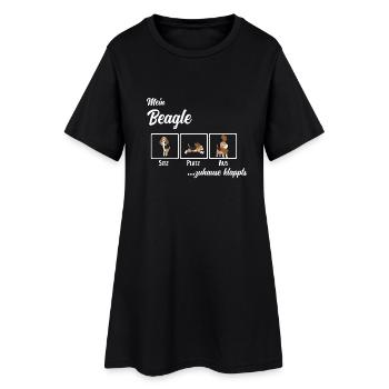 My beagle at home works, funny dogs tea - Women’s T-Shirt Dress - black - Front