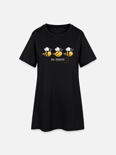 Be different - be yourself - Biene - Bee - 2C - Frauen T-Shirt-Kleid - Schwarz