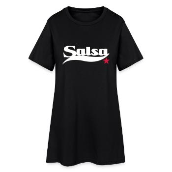 Salsa - Salsa Dance Shirt - Frauen T-Shirt-Kleid - Schwarz - Vorne