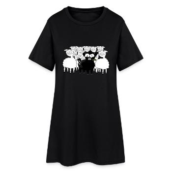 Schwarzes Schwein - Frauen T-Shirt-Kleid - Schwarz - Vorne