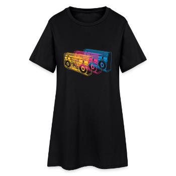 Radio - Frauen T-Shirt-Kleid - Schwarz - Vorne