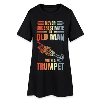 Drôle de trompette grand-père - Robe T-shirt Femme - noir - Devant