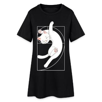 Chat en spirale de Fibonacci - Robe T-shirt Femme - noir - Devant