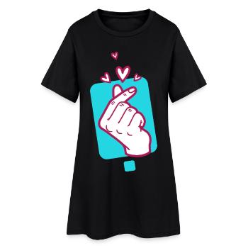 Kpop Korean Finger Heart Cute Korean Pop Love - Women’s T-Shirt Dress - black - Front