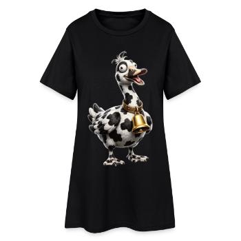 Funny Mixed Goose Cow Pattern - Women’s T-Shirt Dress - black - Front