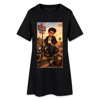 Steven Biker Motorcycle Road 66 Vintage – Kek-Ina - Frauen T-Shirt-Kleid - Schwarz - Vorne