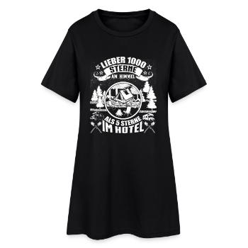 Camping Tshirt für Camper - Frauen T-Shirt-Kleid - Schwarz - Vorne