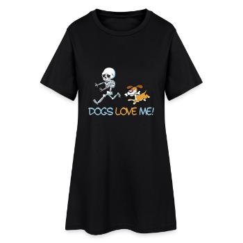 squelette chien Halloween idée cadeau hommes femmes - Robe T-shirt Femme - noir - Devant
