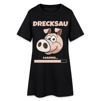 Drecksau - Frauen T-Shirt-Kleid - Schwarz - Vorne