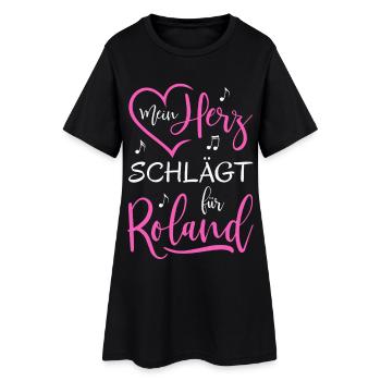 Mon cœur bat pour Roland - Robe T-shirt Femme - noir - Devant