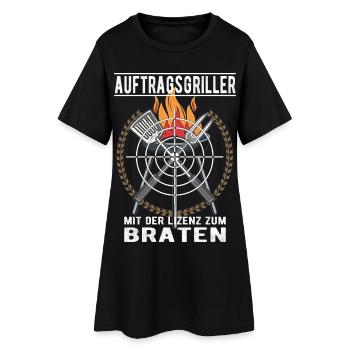 Auftragsgriller - Frauen T-Shirt-Kleid - Schwarz - Vorne