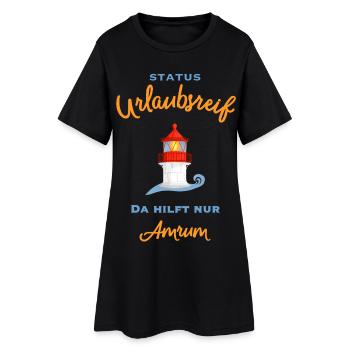 Amrum, kultiger Leuchtturm Norddorf, Urlaubsreif - Frauen T-Shirt-Kleid - Schwarz - Vorne