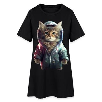 Chat de l’espace - Robe T-shirt Femme - noir - Devant