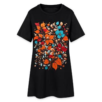Fleurs aux noix - Robe T-shirt Femme - noir - Devant