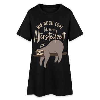 Faultier Mir doch egal Ich bin in Altersteilzeit - Frauen T-Shirt-Kleid - Schwarz - Vorne