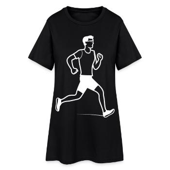 Dessin au trait de coureur garçon - Robe T-shirt Femme - noir - Devant