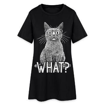 Cat What Funny White Cat with Intense Horror Stare - Women’s T-Shirt Dress - black - Front