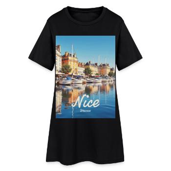 Nice Hafen von Nizza - Frauen T-Shirt-Kleid - Schwarz - Vorne