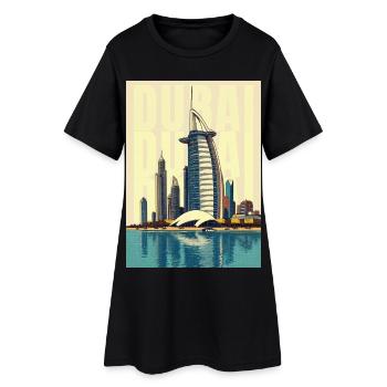 Horizon de Dubaï – Burj Khalifa et la ville moderne du désert - Robe T-shirt Femme - noir - Devant