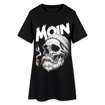 Moin Skull Totenkopf Pfeife Hamburg Plattdeutsch - Frauen T-Shirt-Kleid - Schwarz - Vorne