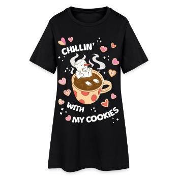 Chillin'with my Cookies - Christmas with family - Women’s T-Shirt Dress - black - Front