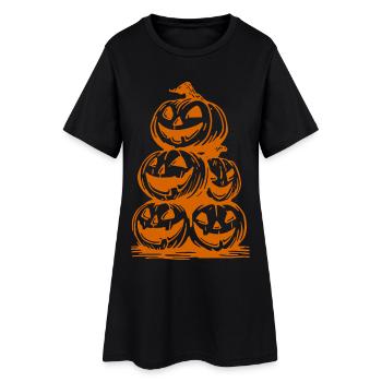 Citrouilles d’Halloween – Pile de visages effrayants - Robe T-shirt Femme - noir - Devant