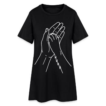 Main avec patte, chien, patte de chien, propriétaire, maître - Robe T-shirt Femme - noir - Devant