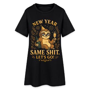 Même chose du Nouvel An – Drôle de paresseux du réveillon du Nouvel An - Robe T-shirt Femme - noir - Devant