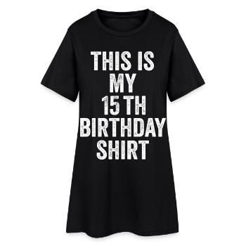 15. Hochzeitstag 15. Jubiläumsgeschenk – 15. Jahresgeschenk - Frauen T-Shirt-Kleid - Schwarz - Vorne
