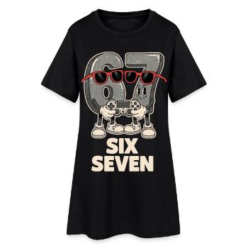 6 7 Six Sept Points d’Aura Meme Jeu Mignon - Robe T-shirt Femme - noir - Devant