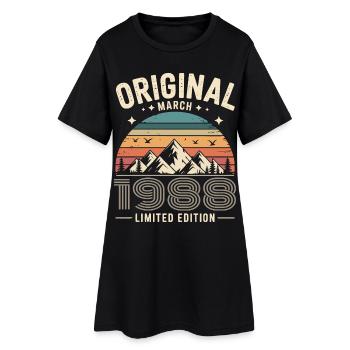 Vintage Born in March 1988 Original 38 years ago - Women’s T-Shirt Dress - black - Front