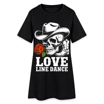 Totenkopf Line-Dance Rose - Frauen T-Shirt-Kleid - Schwarz - Vorne