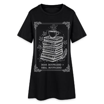 Pile de livres Petit ami de livres - Robe T-shirt Femme - noir - Devant