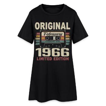 Februar 1966, Februar 1966 Geburtstagsgeschenk - Frauen T-Shirt-Kleid - Schwarz - Vorne