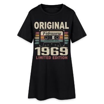 Février 1969, Cadeau d'Anniversaire février 1969 - Robe T-shirt Femme - noir - Devant