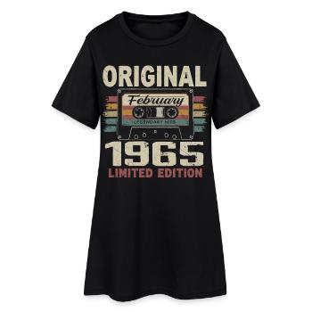 Février 1965, Cadeau d'Anniversaire février 1965 - Robe T-shirt Femme - noir - Devant