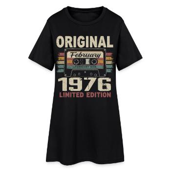 Février 1976, Cadeau d'Anniversaire février 1976 - Robe T-shirt Femme - noir - Devant