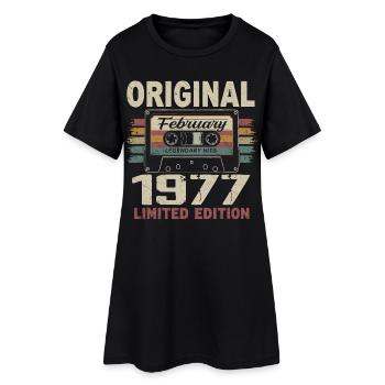 Februar 1977, Februar 1977 Geburtstagsgeschenk - Frauen T-Shirt-Kleid - Schwarz - Vorne