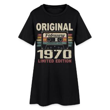 Februar 1970, Februar 1970 Geburtstagsgeschenk - Frauen T-Shirt-Kleid - Schwarz - Vorne