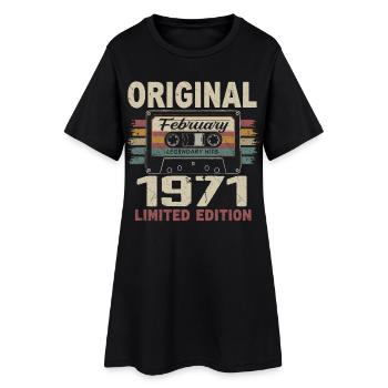 Février 1971, Cadeau d'Anniversaire février 1971 - Robe T-shirt Femme - noir - Devant