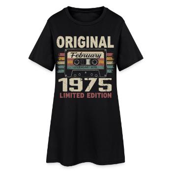 February 1975, February 1975 Birthday Gift - Women’s T-Shirt Dress - black - Front