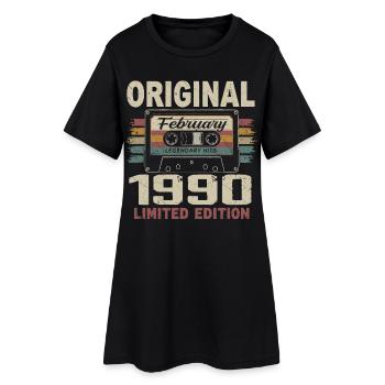 Februar 1990, Februar 1990 Geburtstagsgeschenk - Frauen T-Shirt-Kleid - Schwarz - Vorne
