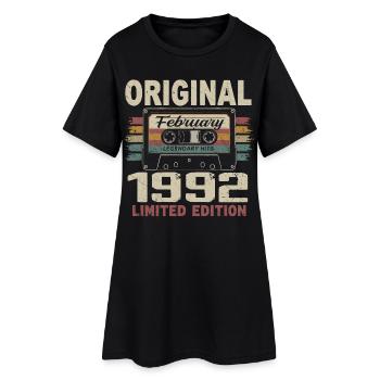 Février 1992, Cadeau d'Anniversaire février 1992 - Robe T-shirt Femme - noir - Devant
