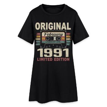 Février 1991, Cadeau d'Anniversaire février 1991 - Robe T-shirt Femme - noir - Devant