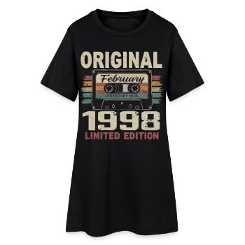 Février 1998, Cadeau d'Anniversaire février 1998 - Robe T-shirt Femme - noir - Devant
